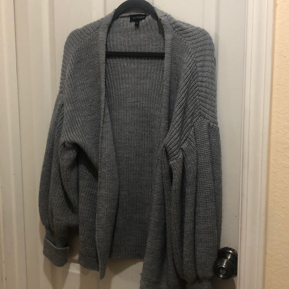 TopShop Gray balloon sleeve cardigan